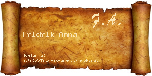 Fridrik Anna névjegykártya